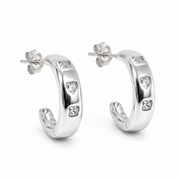 Aros Argolla Plateados con Corazón y Circones1