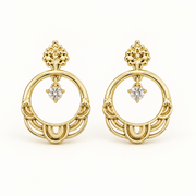 Aros Karla dorados de diseño circular con cristal brillante – MCJoyas