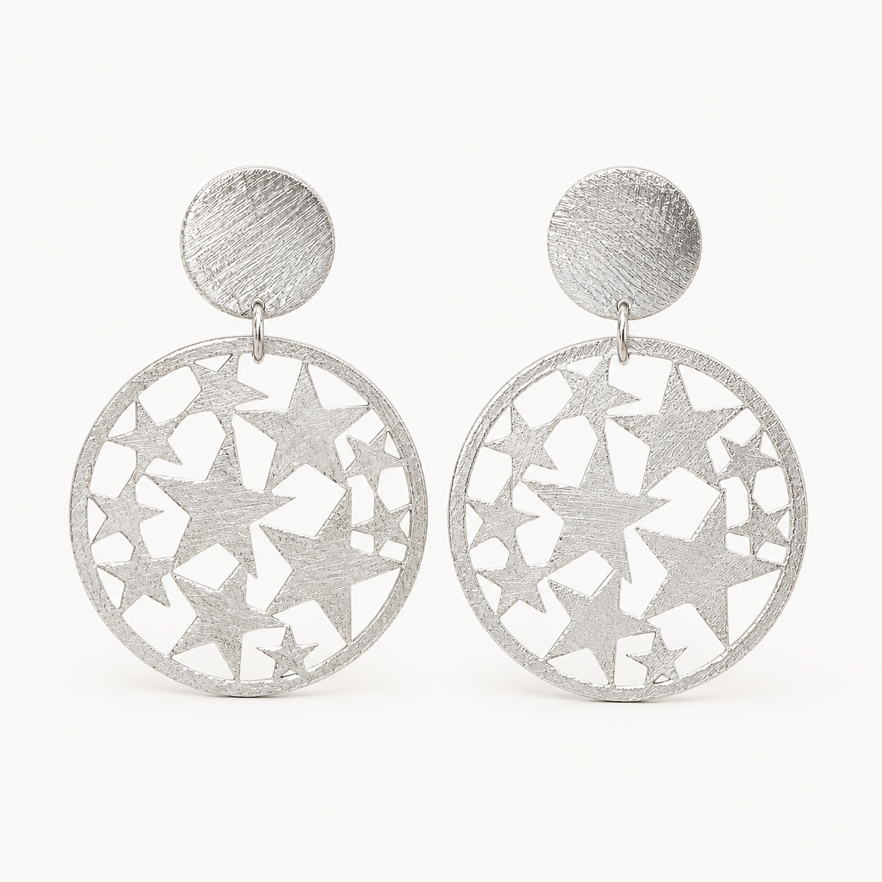Aros estrellas caladas silver