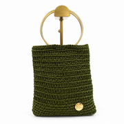 cartera tejida en hilo de seda verde